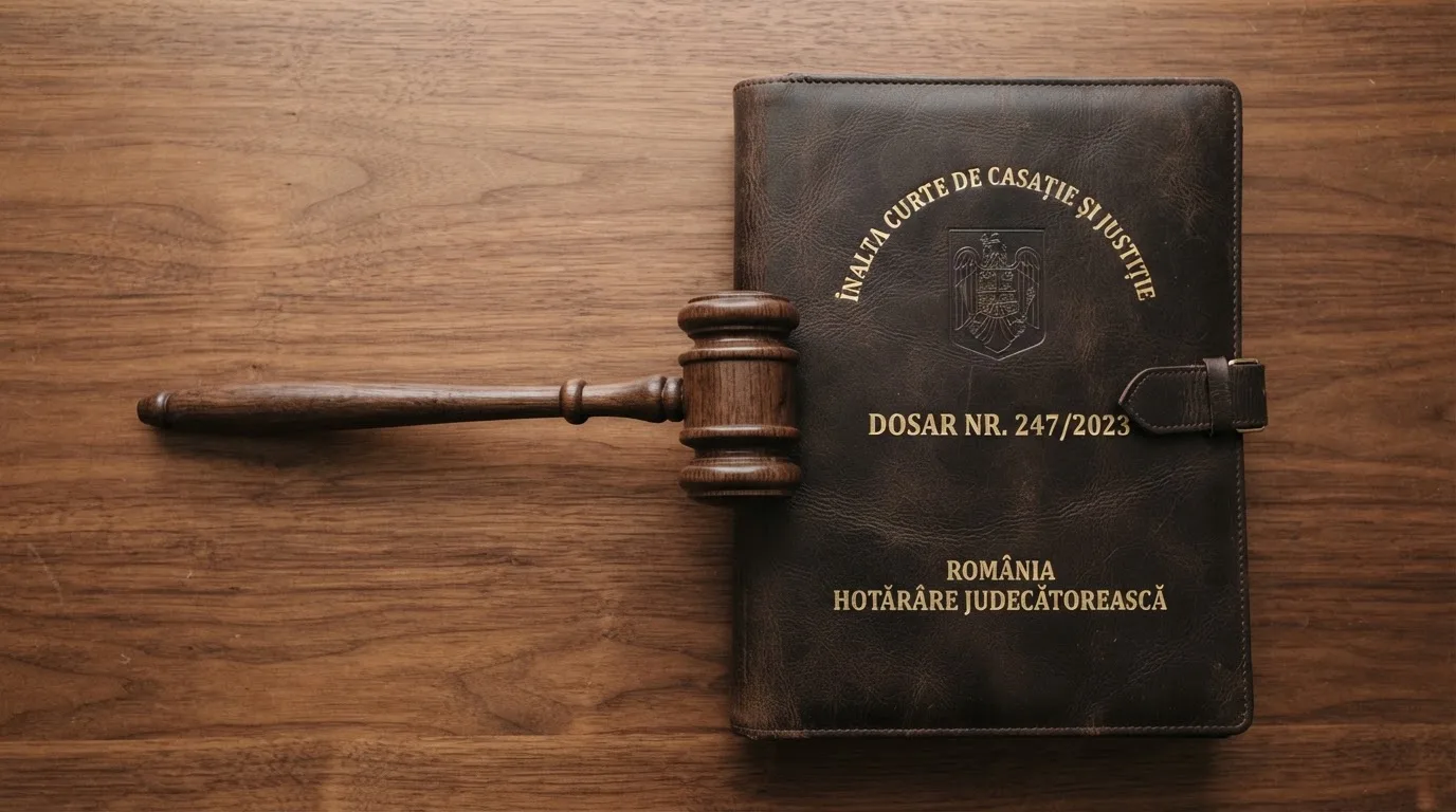 Un ciocan de judecător lângă un dosar de piele închis, pe o masă de nuc lustruit — ripple cazinou în romania
